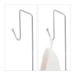 Etajera baie suspendata, 2 rafturi, 4 carlige, fier cromat, 60 x 25,5 x 22,5 cm - imagine 6