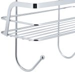 Etajera baie suspendata, 2 rafturi, 4 carlige, fier cromat, 60 x 25,5 x 22,5 cm - imagine 7