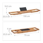 Suport extensibil cada, spatiu pentru tableta/carte, pahar si alte accesorii de baie, din bambus, 16,5 x 105 x 23,5 cm - imagine 5