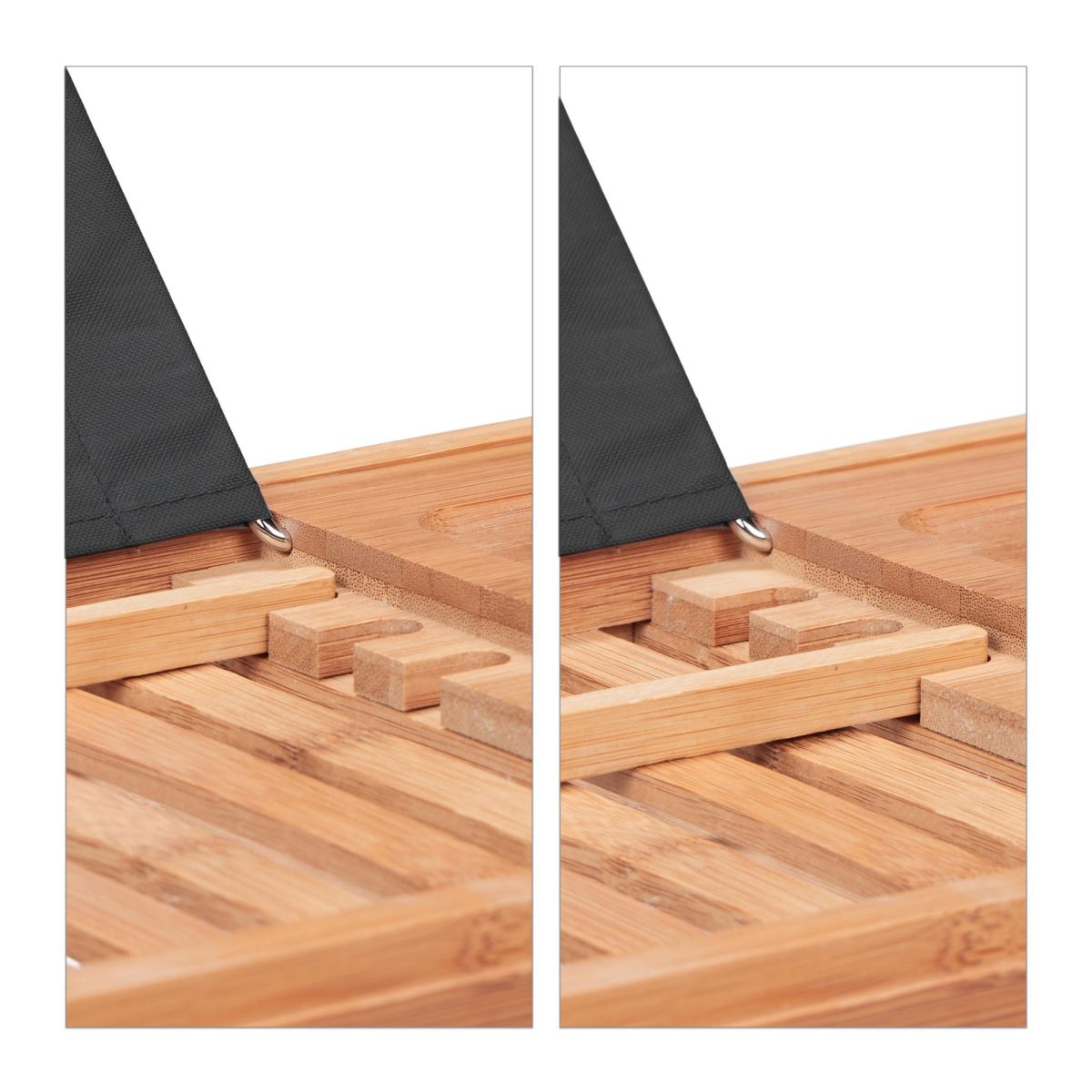 Suport extensibil cada, spatiu pentru tableta/carte, pahar si alte accesorii de baie, din bambus, 16,5 x 105 x 23,5 cm - imagine 9