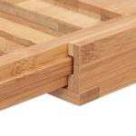 Suport extensibil cada, spatiu pentru tableta/carte, pahar si alte accesorii de baie, din bambus, 16,5 x 105 x 23,5 cm - imagine 7