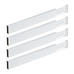Set 4 x organizator reglabil pentru sertar, bambus/silicon, 6 x 1,5 cm, alb