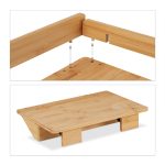 Raft pentru pat/noptiera, cu suport pentru tableta, din bambus/fier, culoare naturala, 11 x 38 x 26 cm, greutate maxima de incarcare 7kg - imagine 5