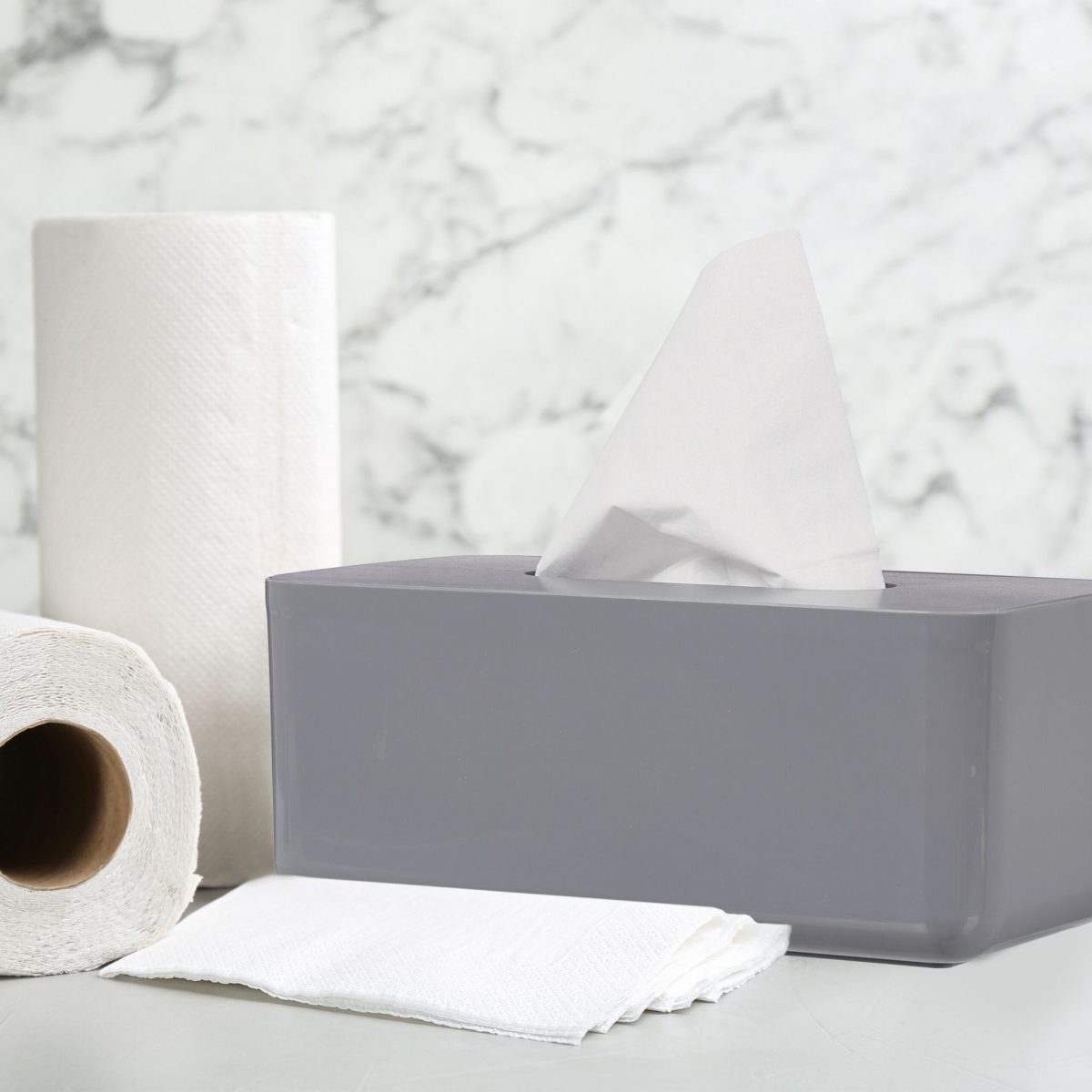 Cutie de servetele cu capac gri, din plastic/bambus, 10 x 23 x 13 cm, potrivita pentru baie si sufragerie - imagine 8