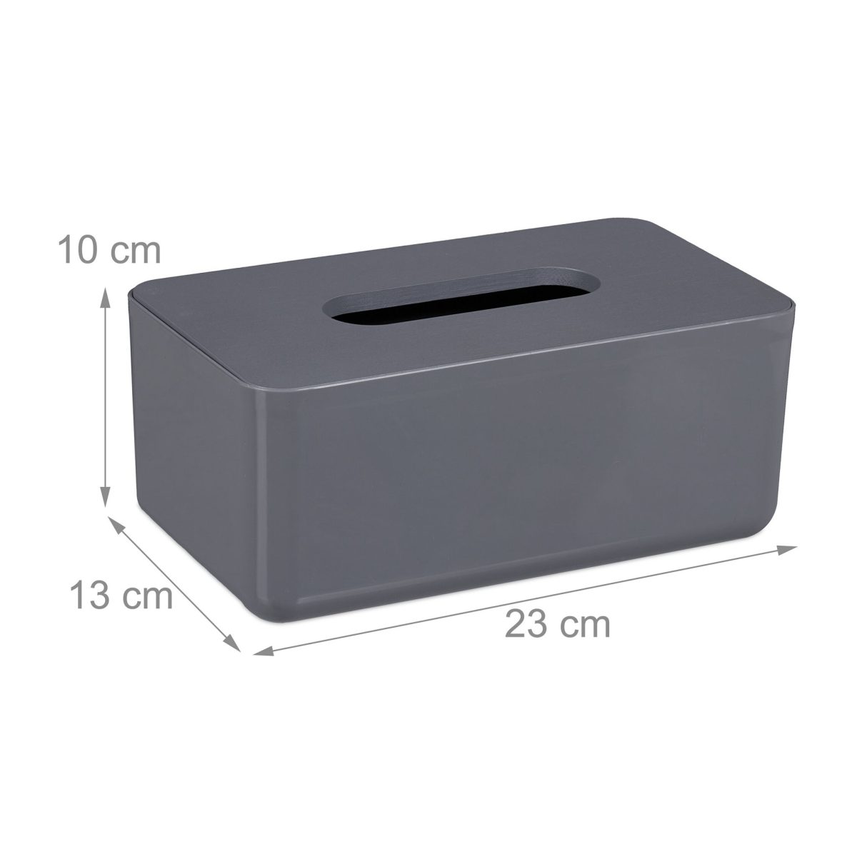 Cutie de servetele cu capac gri, din plastic/bambus, 10 x 23 x 13 cm, potrivita pentru baie si sufragerie - imagine 5