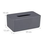 Cutie de servetele cu capac gri, din plastic/bambus, 10 x 23 x 13 cm, potrivita pentru baie si sufragerie - imagine 5