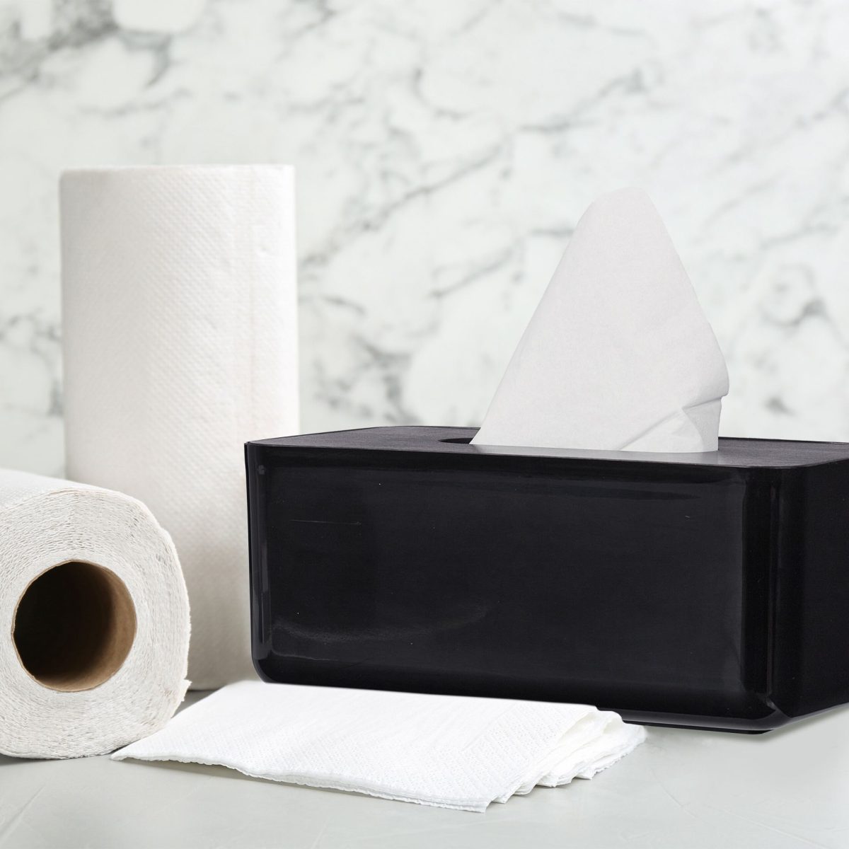 Cutie de servetele cu capac negru, din plastic/bambus, 10 x 23 x 13 cm, potrivit pentru baie si sufragerie - imagine 3