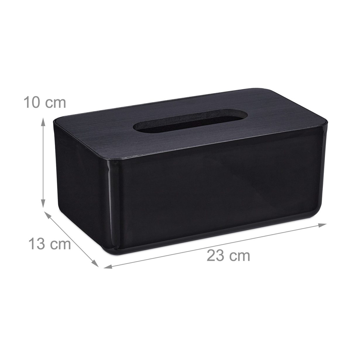 Cutie de servetele cu capac negru, din plastic/bambus, 10 x 23 x 13 cm, potrivit pentru baie si sufragerie - imagine 5