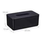 Cutie de servetele cu capac negru, din plastic/bambus, 10 x 23 x 13 cm, potrivit pentru baie si sufragerie - imagine 5