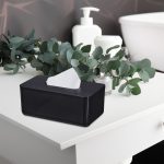 Cutie de servetele cu capac negru, din plastic/bambus, 10 x 23 x 13 cm, potrivit pentru baie si sufragerie - imagine 6