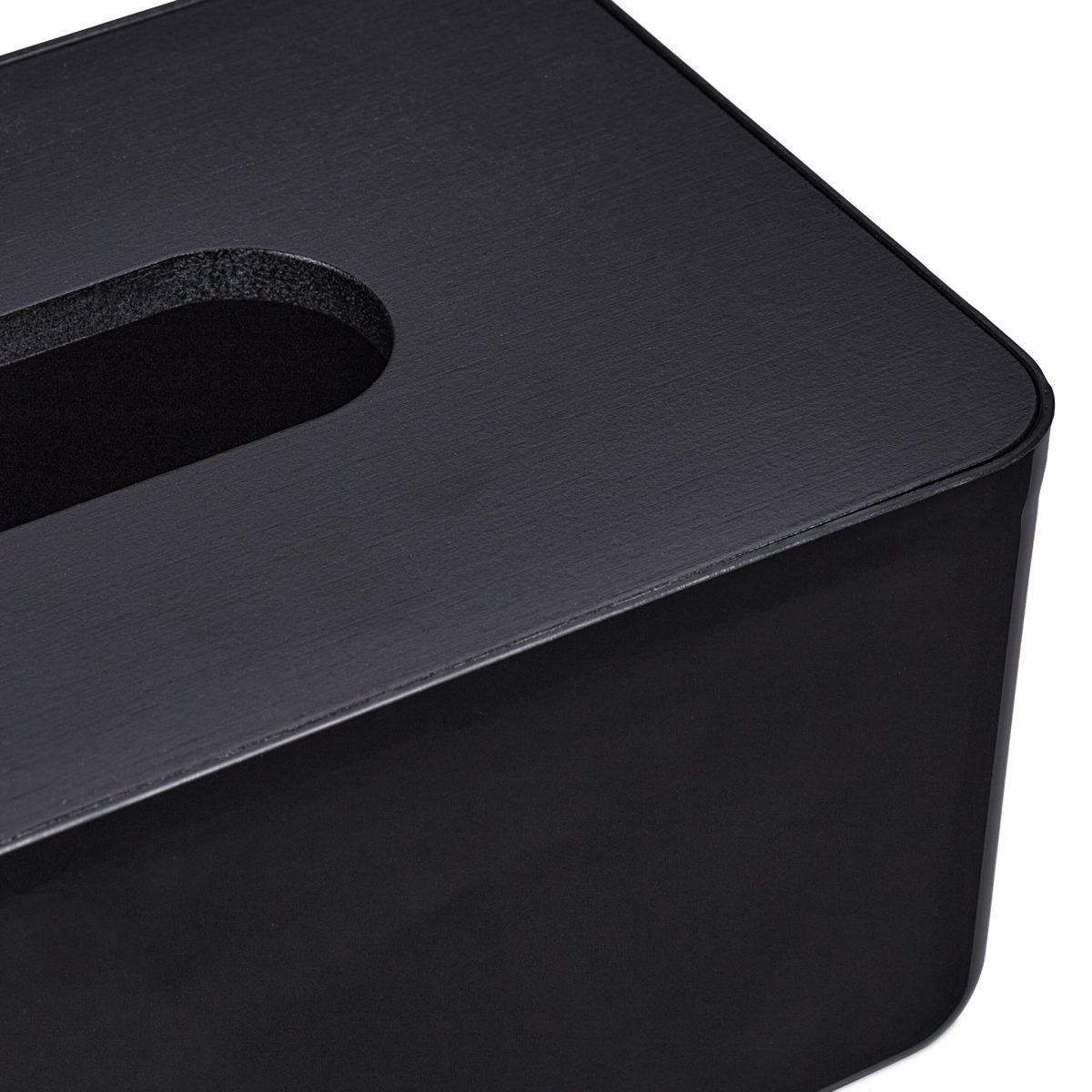 Cutie de servetele cu capac negru, din plastic/bambus, 10 x 23 x 13 cm, potrivit pentru baie si sufragerie - imagine 8