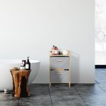 Raft de baie cu 2 cosuri de rufe, din bambus, 76 x 43 x 27 cm - imagine 2