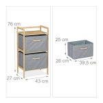 Raft de baie cu 2 cosuri de rufe, din bambus, 76 x 43 x 27 cm - imagine 4