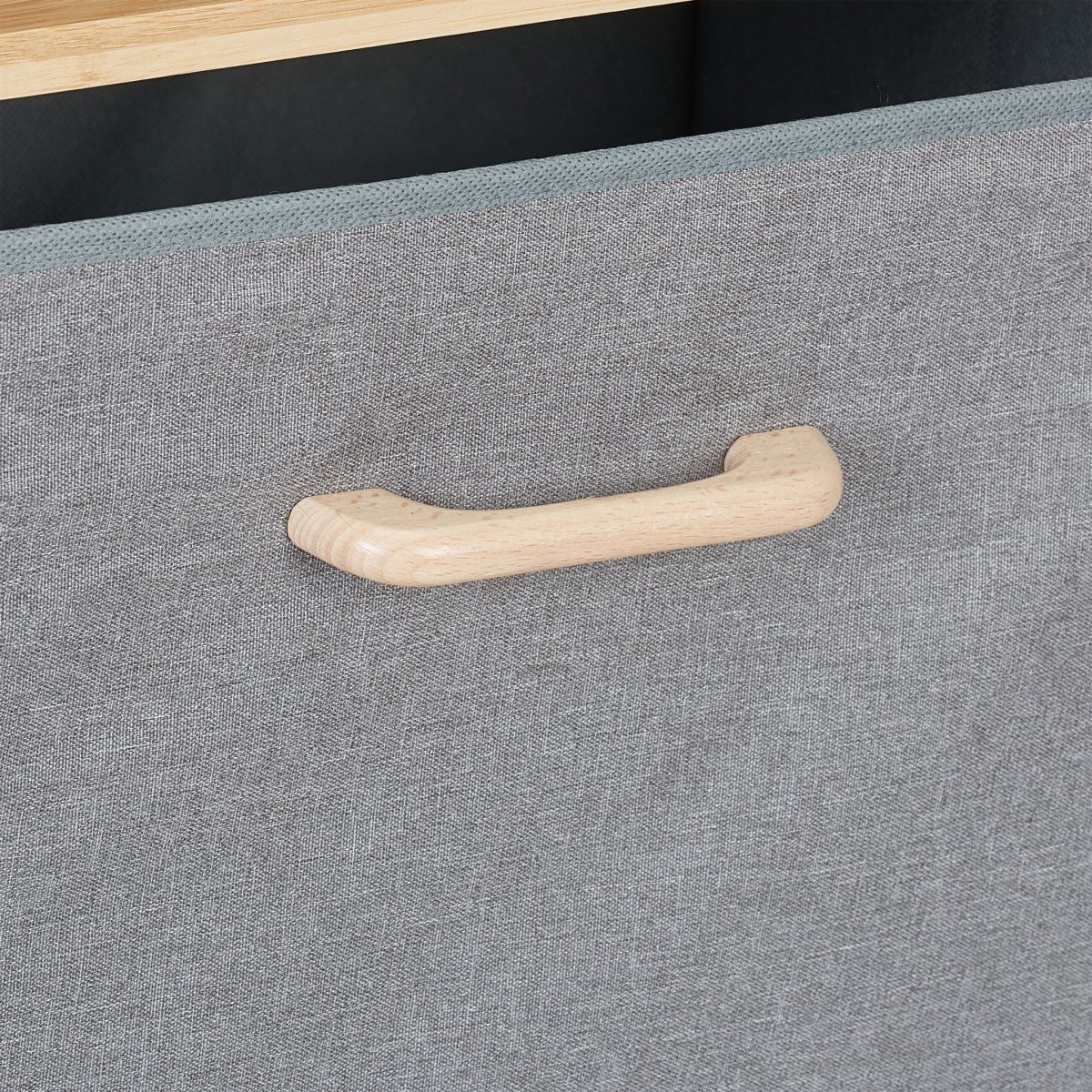 Raft de baie cu 2 cosuri de rufe, din bambus, 76 x 43 x 27 cm - imagine 5