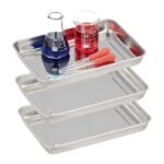 Set de 3 tavi din otel inoxidabil, medicale, argintiu, 2,5 x 21,5 x 15 cm, Relaxdays