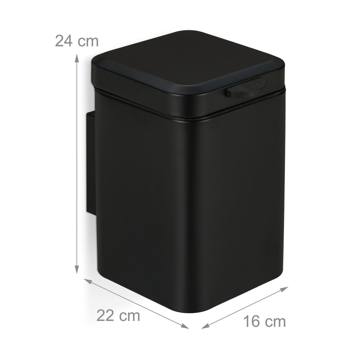 Cos de gunoi suspendat, 6 litrii, otel, 29,5 x 20 x 27 cm, negru - imagine 2