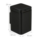Cos de gunoi suspendat, 6 litrii, otel, 29,5 x 20 x 27 cm, negru - imagine 2