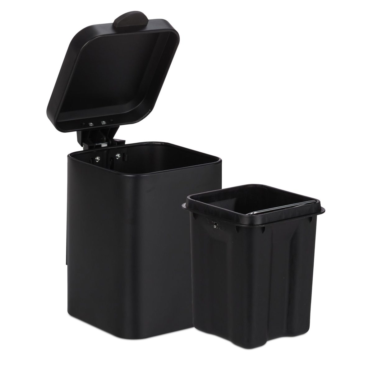 Cos de gunoi suspendat, 6 litrii, otel, 29,5 x 20 x 27 cm, negru - imagine 8