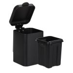 Cos de gunoi suspendat, 6 litrii, otel, 29,5 x 20 x 27 cm, negru - imagine 8