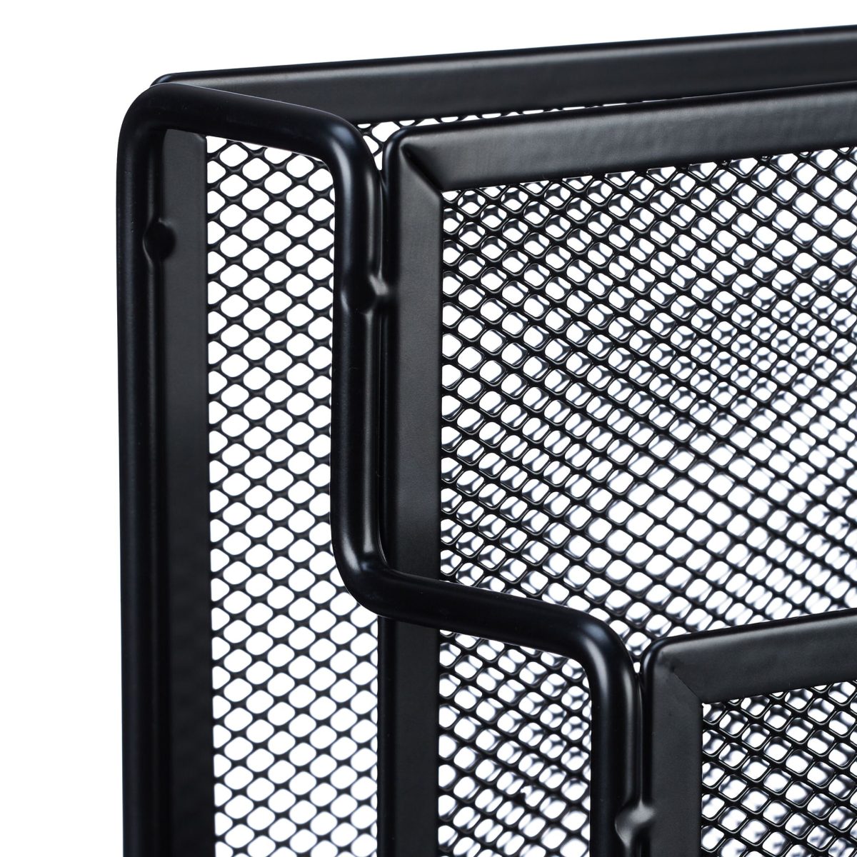Organizator metalic pentru birou, 4 compartimente, negru, 26 x 45 x 18 cm - imagine 3