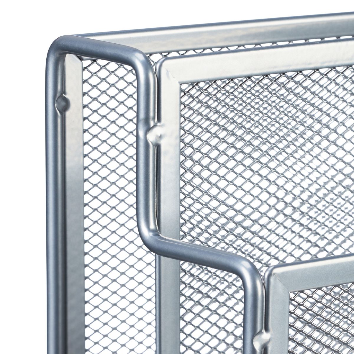 Organizator metalic pentru birou, 4 compartimente, gri, 26 x 45 x 18 cm - imagine 5