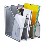Organizator de birou cu 3 compartimente verticale, din otel, 31,5 x 24 x 29 cm, gri