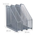 Organizator de birou cu 3 compartimente verticale, din otel, 31,5 x 24 x 29 cm, gri - imagine 7