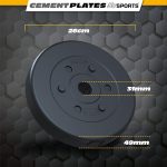 Set 4 x discuri greutate, plastic umplut cu ciment, diametru 26/31,5, negru - imagine 2
