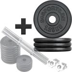 Set 2 gantere 30 kg, 30 mm, 8 x 2.5 kg / 4 x 1.25 kg, negru/argintiu - imagine 6