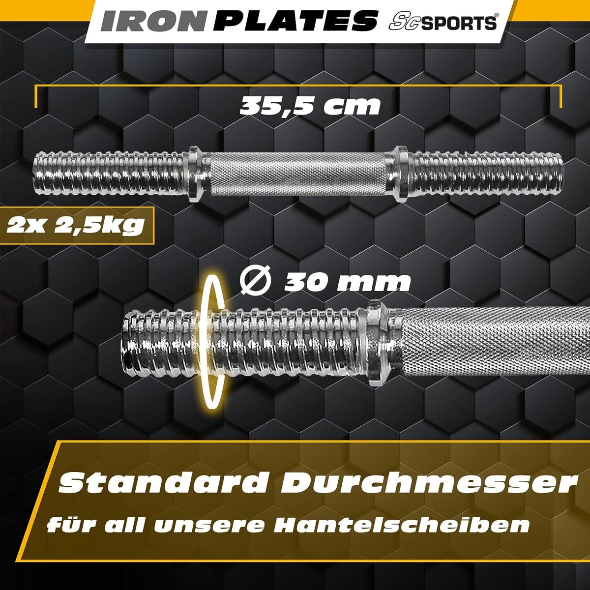 Set de gantere si haltere, cu valiza, 20 kg, 4x2,5 kg / 4x1,25 kg, 14 piese, negru - imagine 6