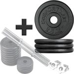Set 2 gantere 30 kg, 30 mm, 8 x 2.5 kg / 4 x 1.25 kg, negru/argintiu - imagine 7
