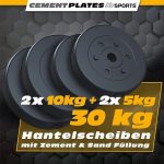 Set 4 x discuri greutate, plastic umplut cu ciment, diametru 26/31,5, negru - imagine 5