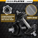 Set de gantere si haltere, cu valiza, 20 kg, 4x2,5 kg / 4x1,25 kg, 14 piese, negru - imagine 3