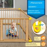Tarc de joaca pliabil, 7,20 m, lemn, anti-alunecare, pentru copii si bebelusi, maro - imagine 4