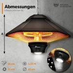 Incalzitor tavan infrarosu TRESKO 1200W cu telecomanda & LED, IP34, 3 trepte de putere - imagine 5