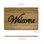 Covoras intrare Relaxdays, model-1, fibre de cocos, maro, 60 x 40 x 1.5 cm - imagine 4