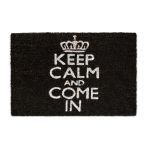Covoras intrare Relaxdays, model-23, fibre de cocos, Alb/Negru, 60 x 40 x 1.5 cm