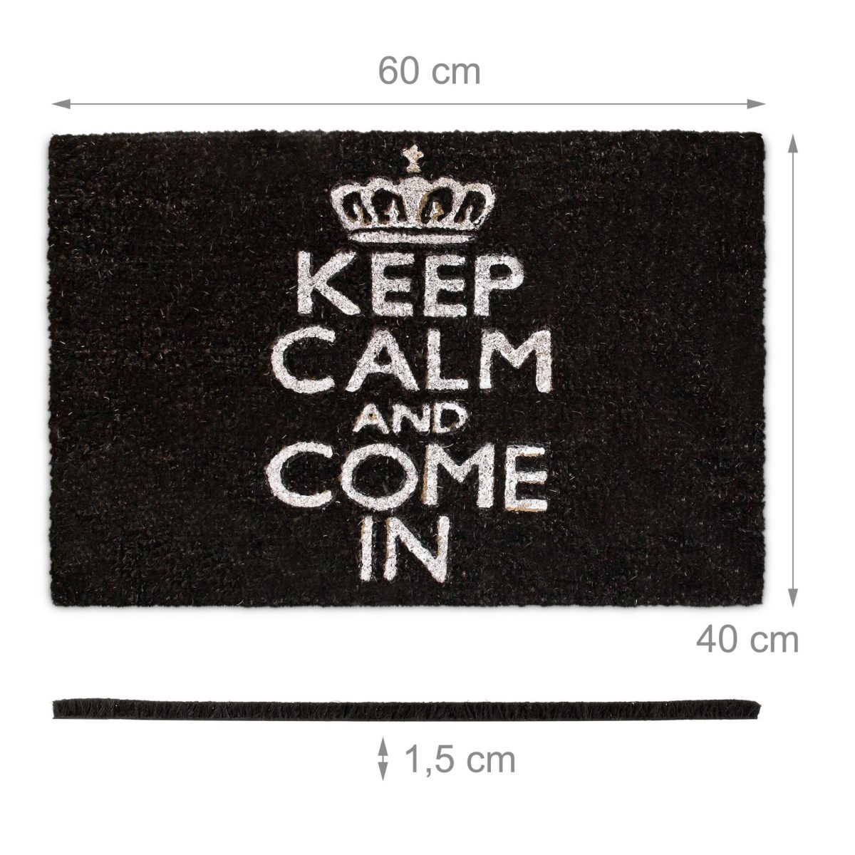 Covoras intrare, model-23, fibre de cocos, Alb/Negru, 60 x 40 x 1.5 cm - imagine 4