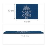 Covoras intrare Relaxdays, model-24, fibre de cocos, Albastru/Alb, 60 x 40 x 1.5 cm - imagine 4