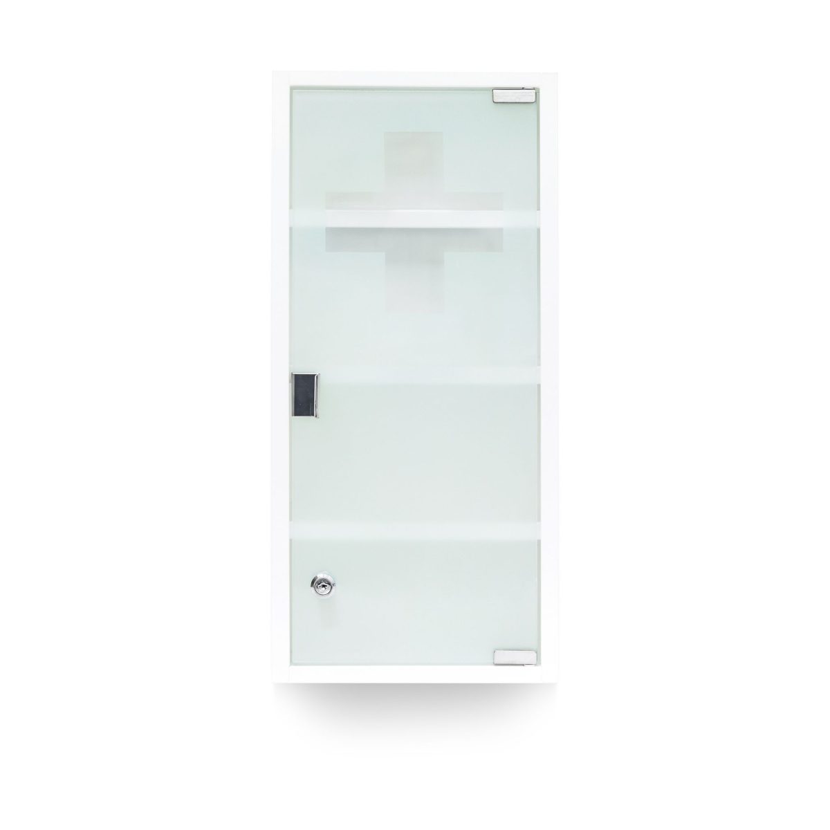 Dulap pentru medicamente, 4 rafturi, incuietoare cu cheie, metal/sticla, 57 x 27 x 12 cm - imagine 3