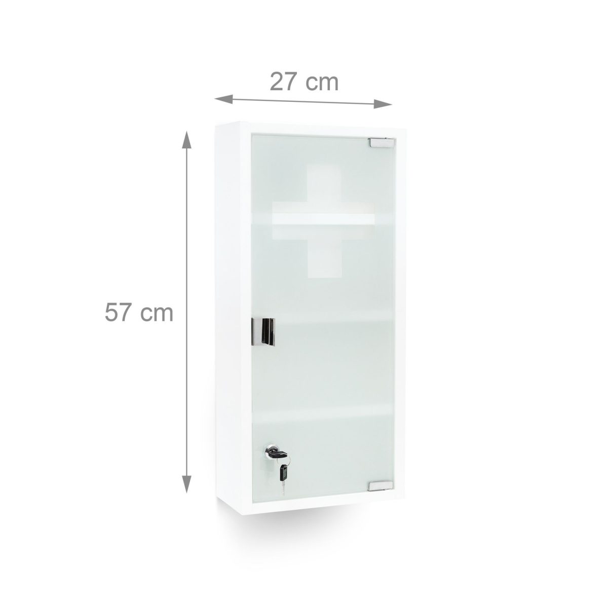 Dulap pentru medicamente, 4 rafturi, incuietoare cu cheie, metal/sticla, 57 x 27 x 12 cm - imagine 4