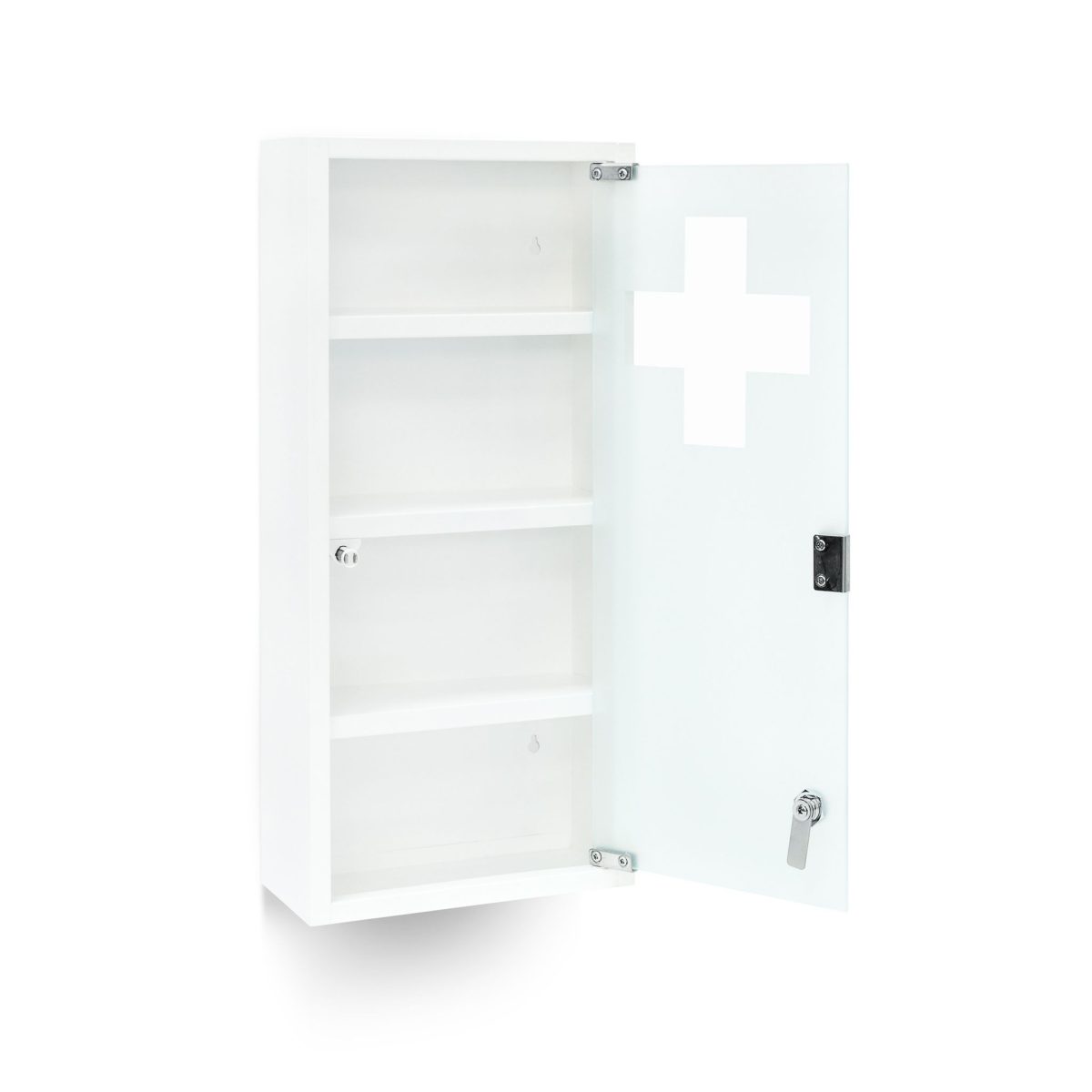 Dulap pentru medicamente, 4 rafturi, incuietoare cu cheie, metal/sticla, 57 x 27 x 12 cm - imagine 5