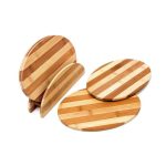 Set 4 tocatoare din bambus, 0.5 x 25 x 18 cm, cu suport, natur, RelaxDays - imagine 2
