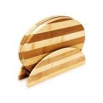Set 4 tocatoare din bambus, 0.5 x 25 x 18 cm, cu suport, natur, RelaxDays - imagine 4