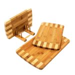 Set 3 tocatoare de bucatarie, Relaxdays, cu suport, din bambus, 3 dimensiuni - imagine 3