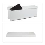 Taburet pliabil, piele ecologica, 38 x 114 x 38 cm, cu spatiu depozitare, alb - imagine 10