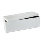 Taburet pliabil, piele ecologica, 38 x 114 x 38 cm, cu spatiu depozitare, alb - imagine 3