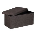 Banca 2 locuri cu spatiu de depozitare, Relaxdays, dimensiuni 38 x 76 x 38 cm, maro