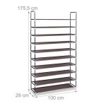 Pantofar cu 10 nivele, RelaxDays, pentru 50 de perechi, 175.5 x 100 x 29 cm, maro - imagine 3