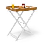 Tava servire din bambus, dimensiuni 72 x 60 x 40 cm, alb/maro, Relaxdays